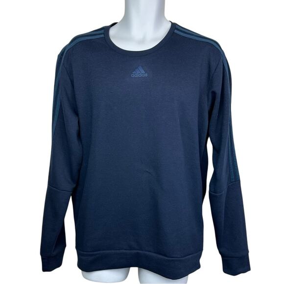 adidas Other - Adidas Men's 3 Stripe Crewneck Pullover Sweatshirt Deep Blue Size Medium
